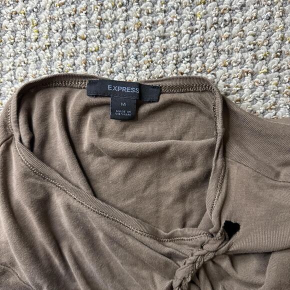 Stunning 90s express vintage y2k going out distressed grunge brown baby tee - Picture 6 of 6